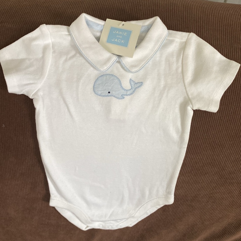 Janie and Jack White Whale Tee and Blue Shorts Set - Picture 2 of 4